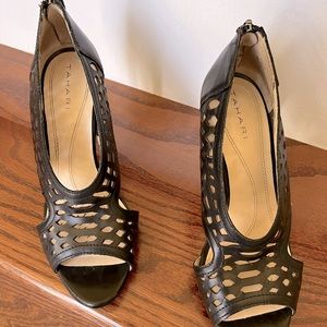 Tahari Lucie Black Open Toe Shoes - Size 7